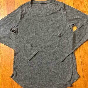 Gray Long Sleeve Ribbed Top